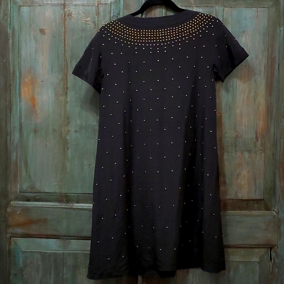DKNY Donna Karan New York Metal Studded Silk Dress in Black, Size 2 - Picture 2 of 9